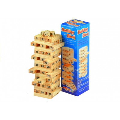 Jenga - hra s drevenými dielikmi a číslami