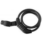 Zámok na bicykel - Špirálový Uzáver S Kódom 10x1200mm, Čierna+ Madlo