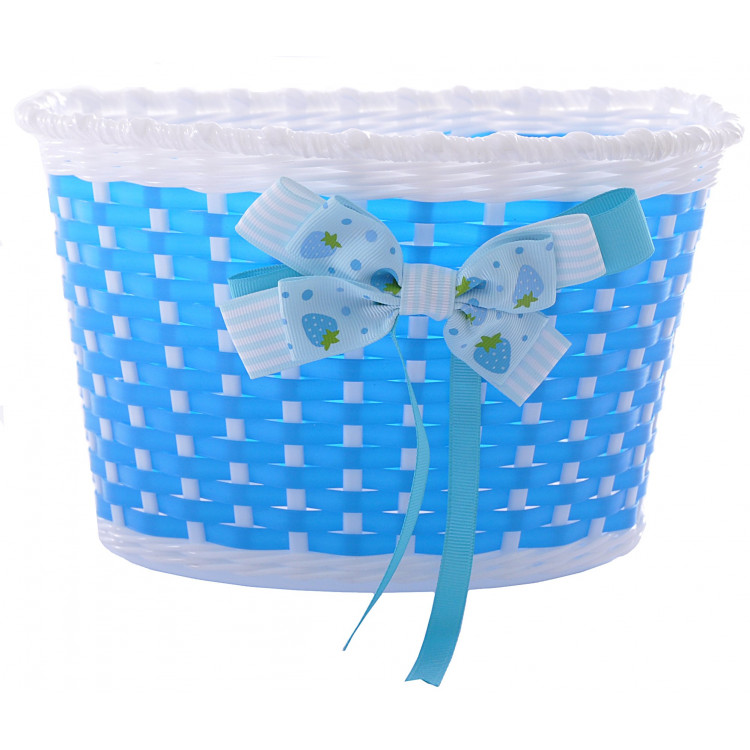 Detský plastový košík s mašľou HL-BS02-6 – modro biely