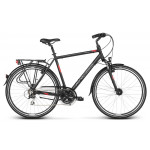 Trekingový bicykel 28 Kross Trans 5.0 Pánsky M Čierno-červeno-strieborný matný