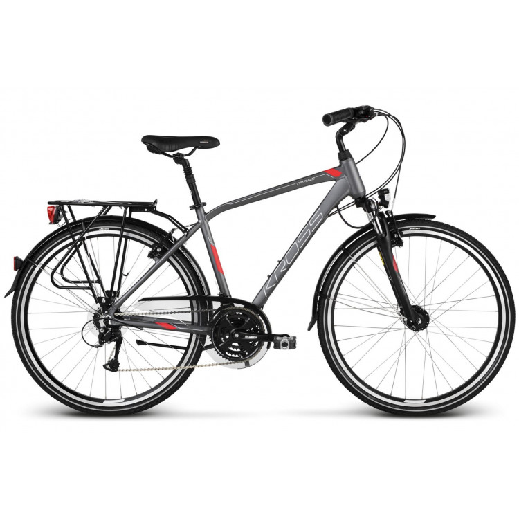 Trekingový bicykel 28 Kross Trans 4.0 Pánsky M Grafitovo-červeno-strieborný matný