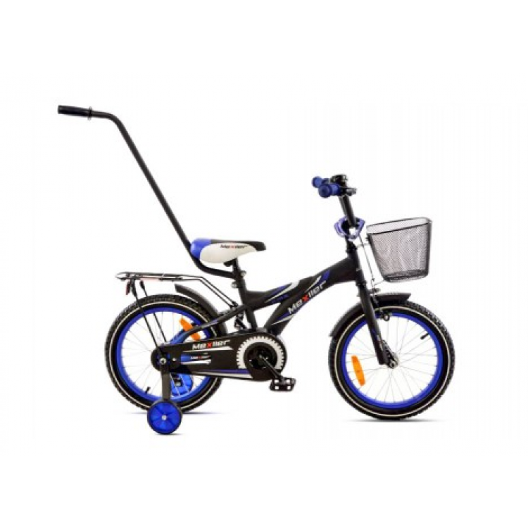 Detský bicykel 16 Mexller BMX Čierno-modrý matný + košík