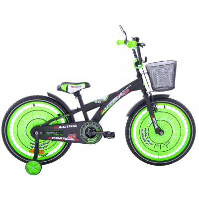 Detský bicykel 20 Fuzlu Racing Sport matný čierno-zelený