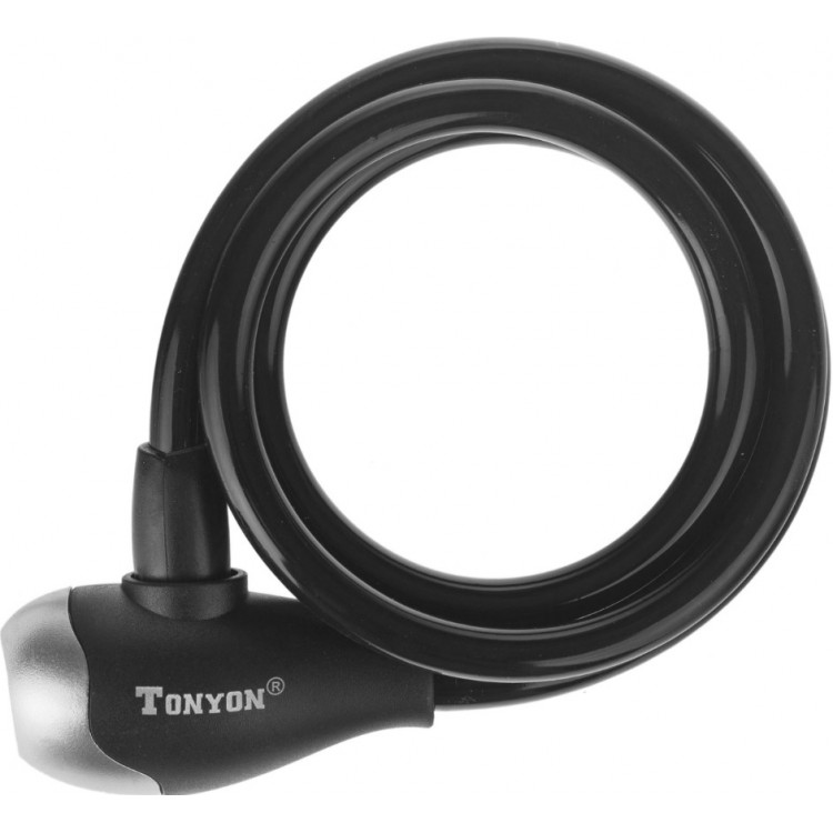 Zámok na bicykel - Čierny Špirálový Zámok TonyOn TY560 10x1200mm