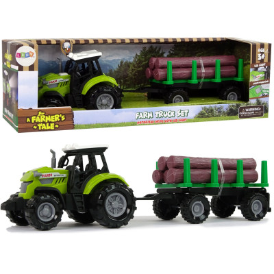 Zelený traktor s prívesom