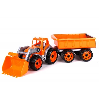 Oranžový traktor s vlečkou + lyžica