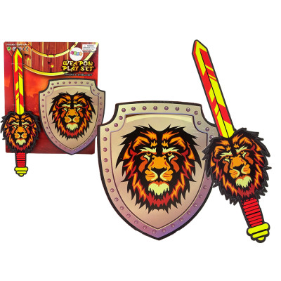 Súprava pre rytiera - štít a meč s motívom leva