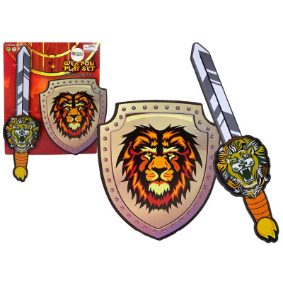 Súprava pre rytiera - štít a meč s motívom leva