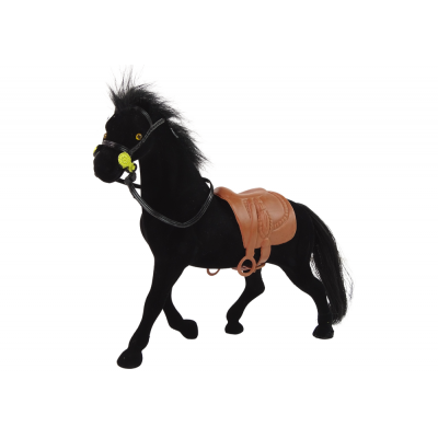 Figúrka čierneho koníka s hnedým sedlom