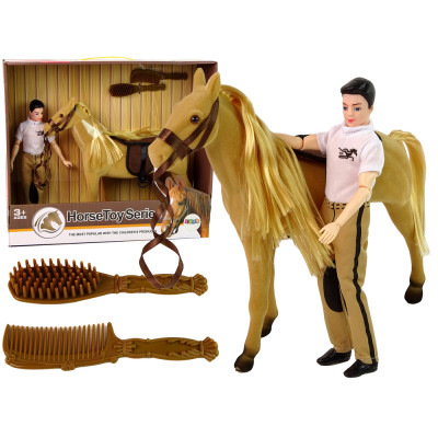 Bábika s hnedým koňom a doplnkami