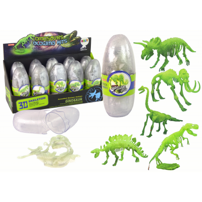 3D kostra dinosaurov, mamuta vo vajci - svietiace v tme