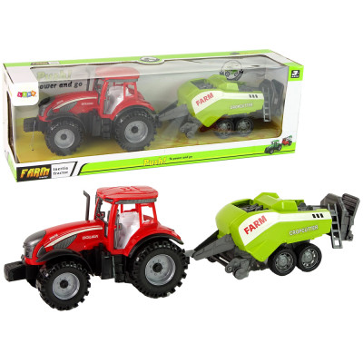 Červený traktor so sejačkou – trecí pohon