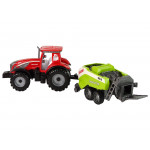 Červený traktor so sejačkou – trecí pohon