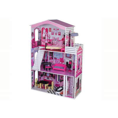 Drevený domček pre bábiky - Villa Kamelia ružový