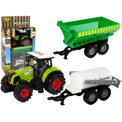 Traktor s prívesom a cisternou – zelený