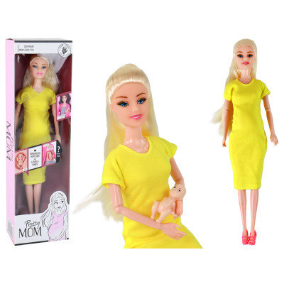 Tehotná bábika – žlté šaty