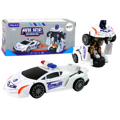 Policajné auto a Transformer 2v1 - biele