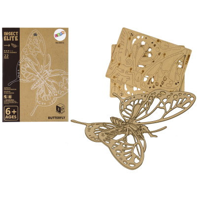 Drevené 3D puzzle - Motýľ 22 prvkov