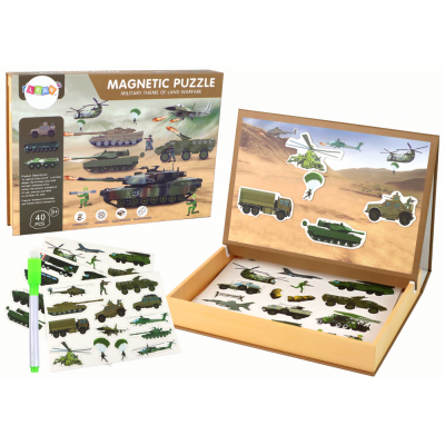 Sada edukačných magnetických puzzle – Vojenské stroje