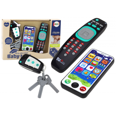 Súprava hračiek pre najmenších – diaľkový ovládač, kľúče a mobil