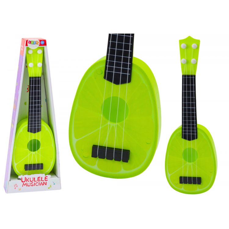 Ukulele pre deti, 4 strunové - limetkovo zelené 15"