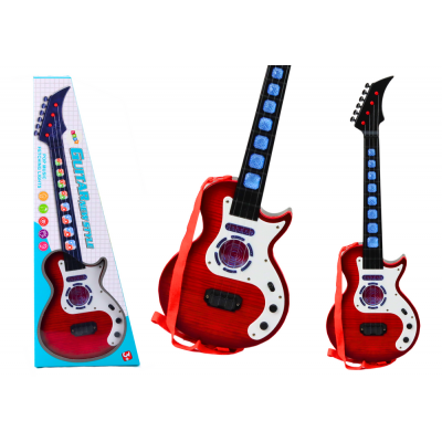 Elektrická detská gitara, melódie, svetelné efekty - červená