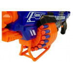 Puška s veľkým zásobníkom na penové náboje modro-oranžová