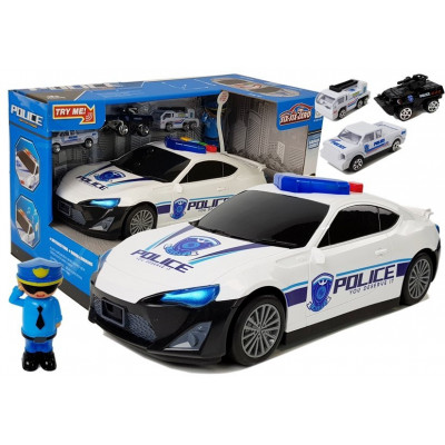 Policajné autíčko a garáž 2v1 s príslušenstvom – svetelné a zvukové efekty