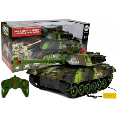 RC Vojenský tank diaľkovo ovládaný 2,4 GHz, zvuky - zelená