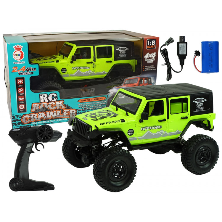 Terénne auto Rock Crawler na diaľkové ovládanie 4x4 2,4GH 1:8 zelené RTR