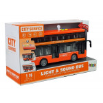 Poschodový autobus so zvukmi a svetlami oranžový