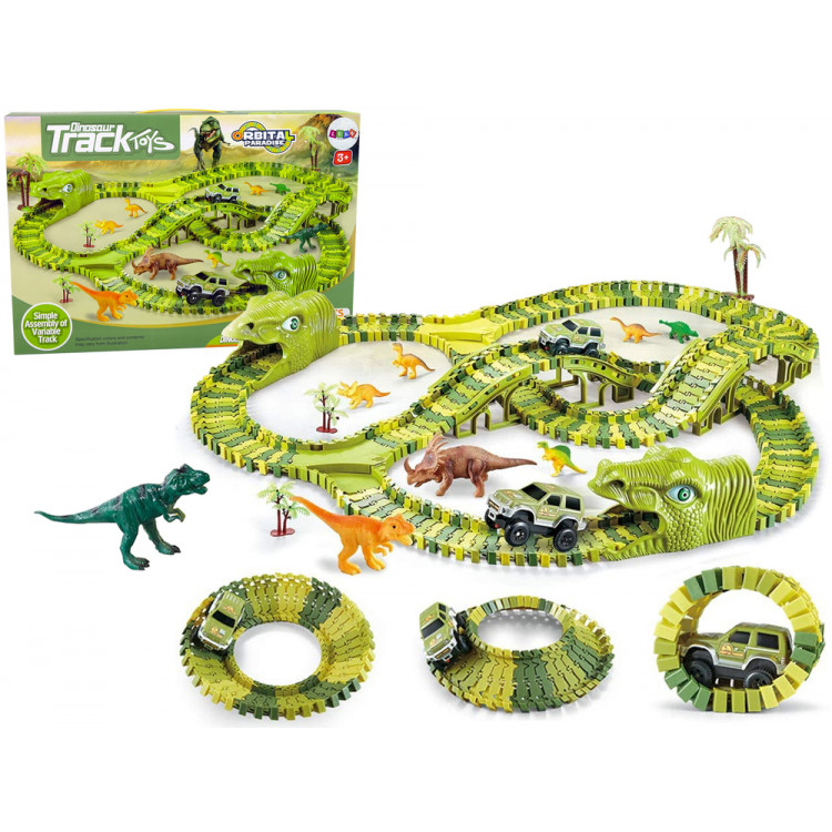 Obrovská autodráha + figúrky dinosaurov
