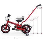 Detský bicykel 12" Rastar Mini s rúčkou - červený