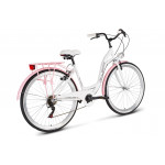 Bicykel 26" VELLBERG HAVANA TY-300 7 Prevodový Biely, ružové blatníky + košík