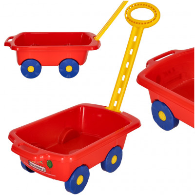 Plastový vozík s rukoväťou - červený