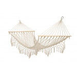 Záhradná hojdacia sieť boho mesh tassel 200cm ecru