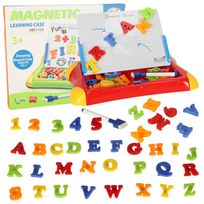 Vzdelávacia magnetická tabuľa na učenie číslic a písmen červená