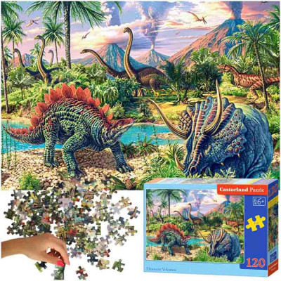 CASTORLAND Puzzle 120el. Dinosuar Volcanos - Dinosaury pri sopkách