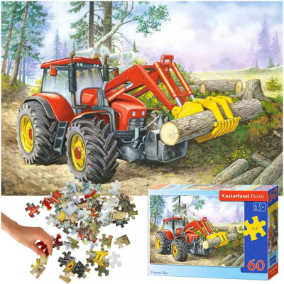 Puzzle 60 dielikov – Traktor v lese