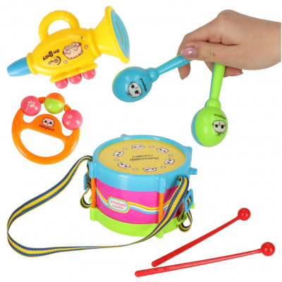 Hudobné nástroje pre deti sada bubnových hrkálok 7el.