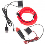 LED ambientné osvetlenie pre auto / auto USB / 12V páska 3m červená
