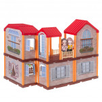 Plastový domček pre bábiky – s červenou strechou a osvetlením