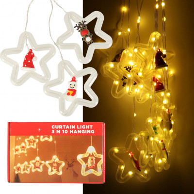 Vianočné svetielka 125 LED, 3m – hviezdičky s figúrkami
