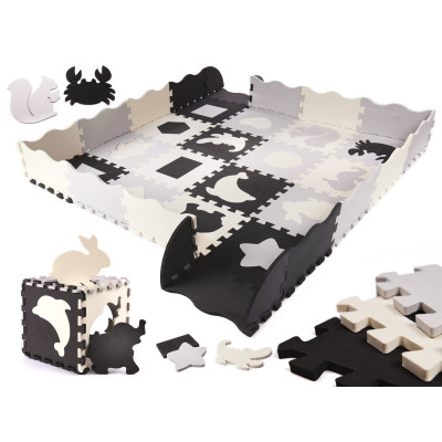 Detská penová podložka puzzle čierno-biela – 36 dielov
