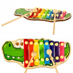 Farebný drevený cimbal pre deti krokodíl
