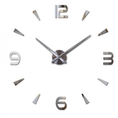 Nástenné hodiny veľké 80-120cm – strieborné 4 číslice