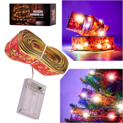 Stuha dekoratívny LED pás 10m 100LED vianočný stromček svetlá vianočné dekorácie viacfarebné s batériami