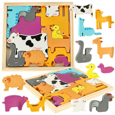 Vzdelávacie drevené puzzle – zvieratká