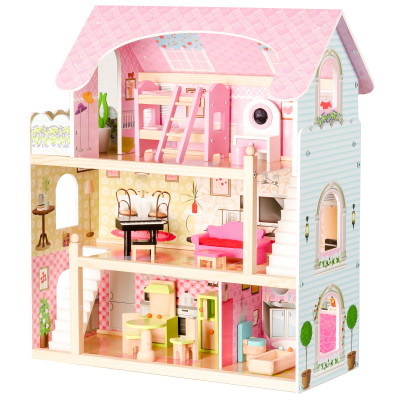 Drevený domček pre bábiky + nábytok