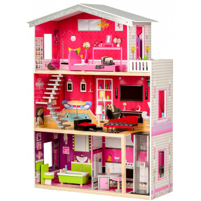 Veľký drevený domček pre bábiky s výťahom - Malibu Residence
